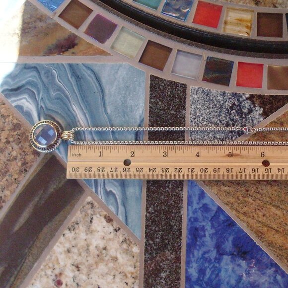 David Yurman Extra Large Cerise Chalcedony & Sapphire Enhancer Pendant - 18K/925 - Picture 8 of 12